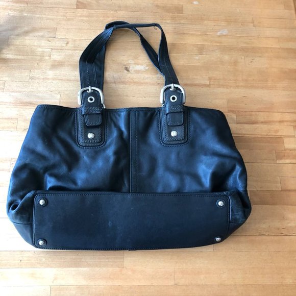Coach soho Black Leather Buckle Satchel Tote Shoulder Bag Hand Purse 13110 - Picture 6 of 15